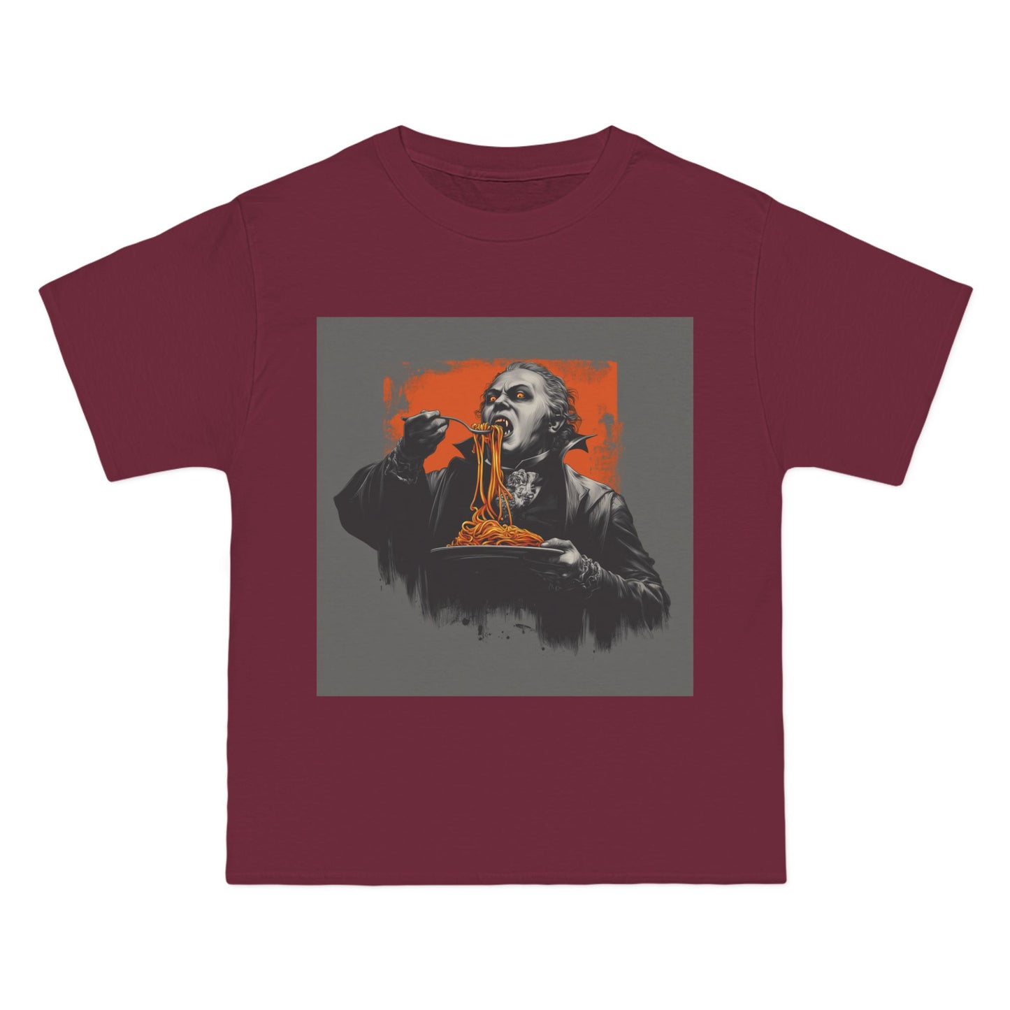 Vampire Eating Pasta Print T-Shirt
