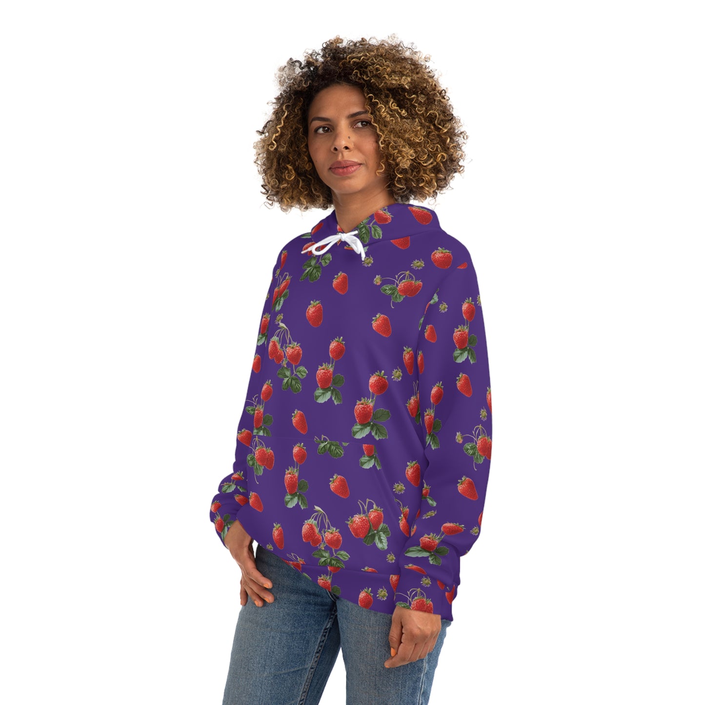Strawberry Pattern Purple Hoodie