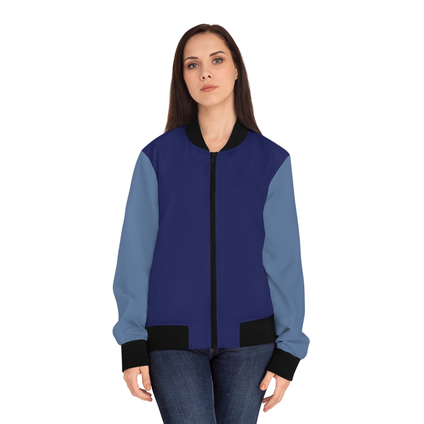 Monochrome Blue Bomber Jacket