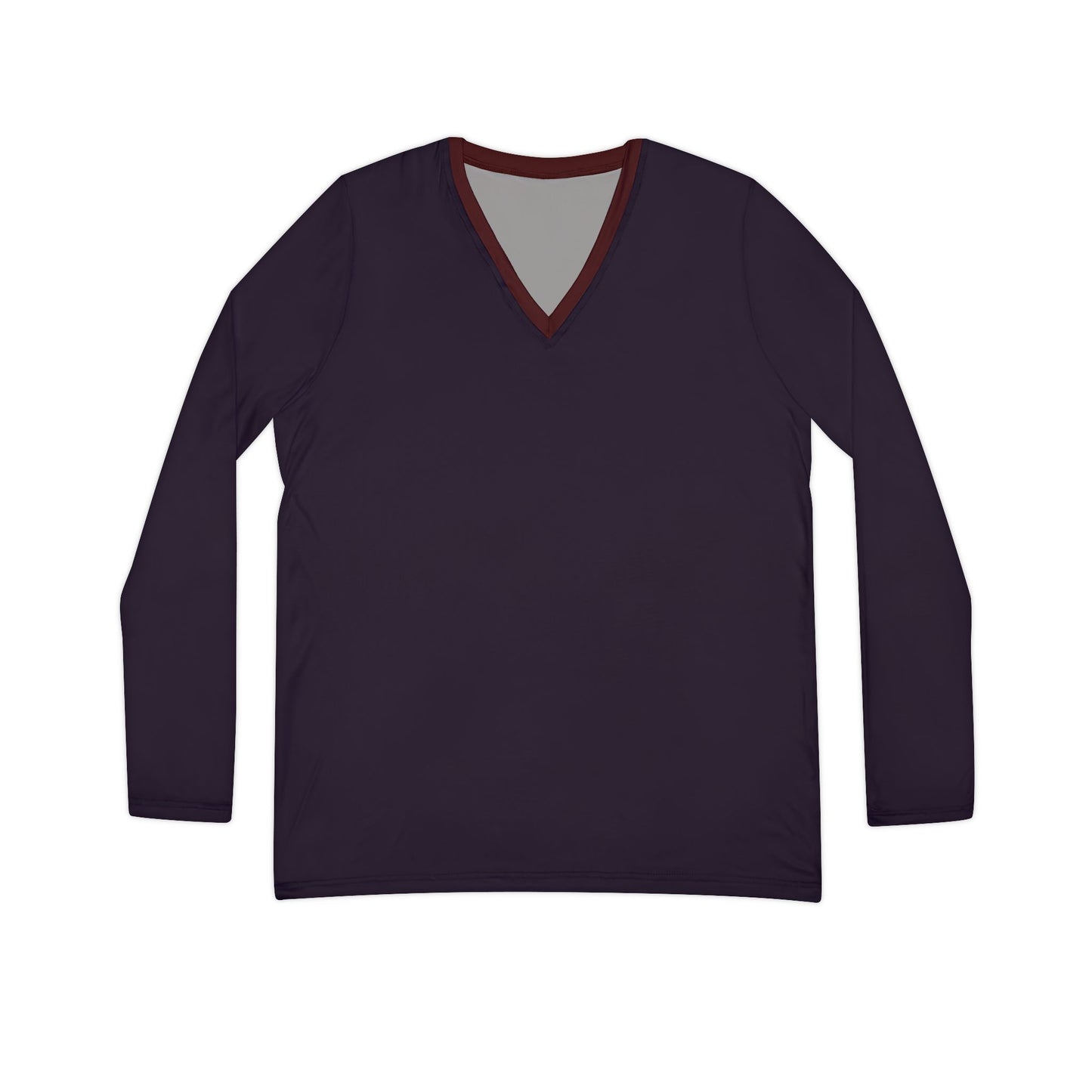 Dark Purple V-neck Top With Dark Maroon Collar