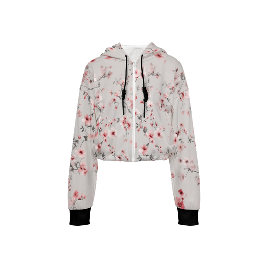 Floral Print Cropped Hoodie (Super Heavy)