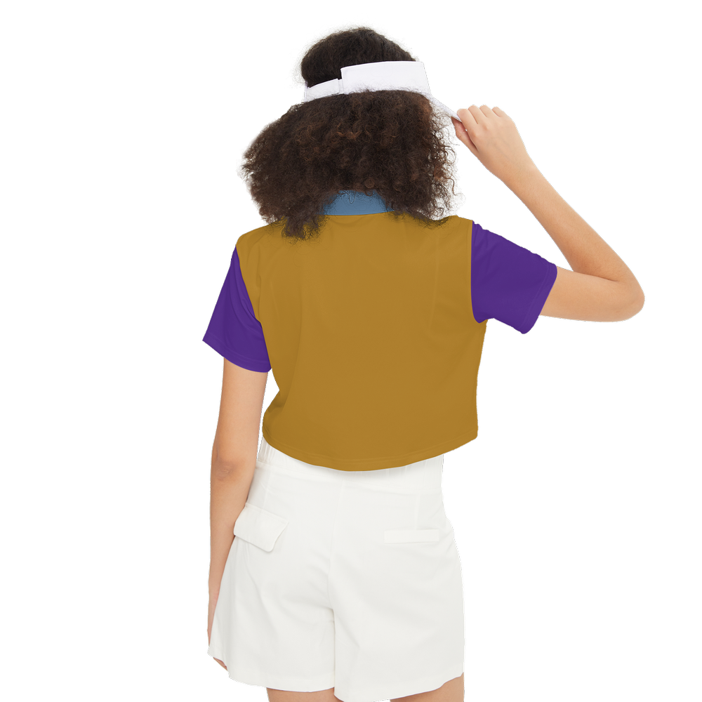 Mustard Yellow, Dusty Pastel Blue & Hot Purple Crop Polo Shirt (Heavyweight)