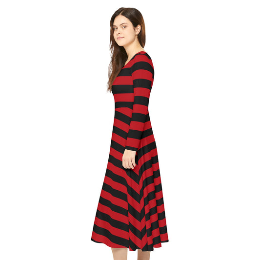 Red & Black Striped Dress