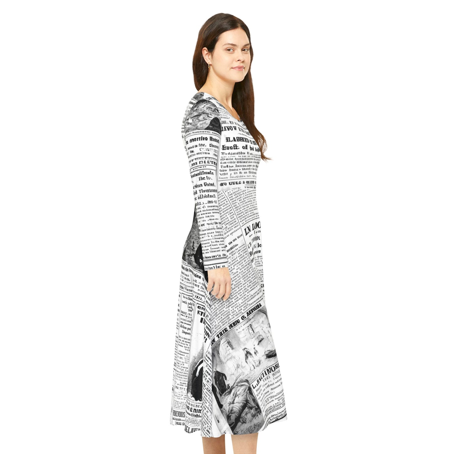 Vintage Newspaper Print Dress