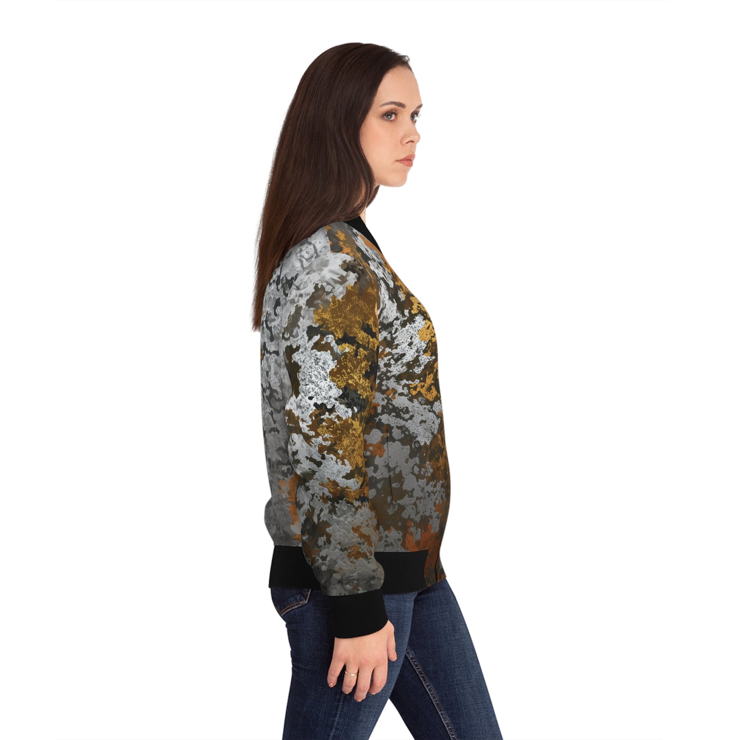 Gold Silver & Bronze Camouflage Bomber Jacket