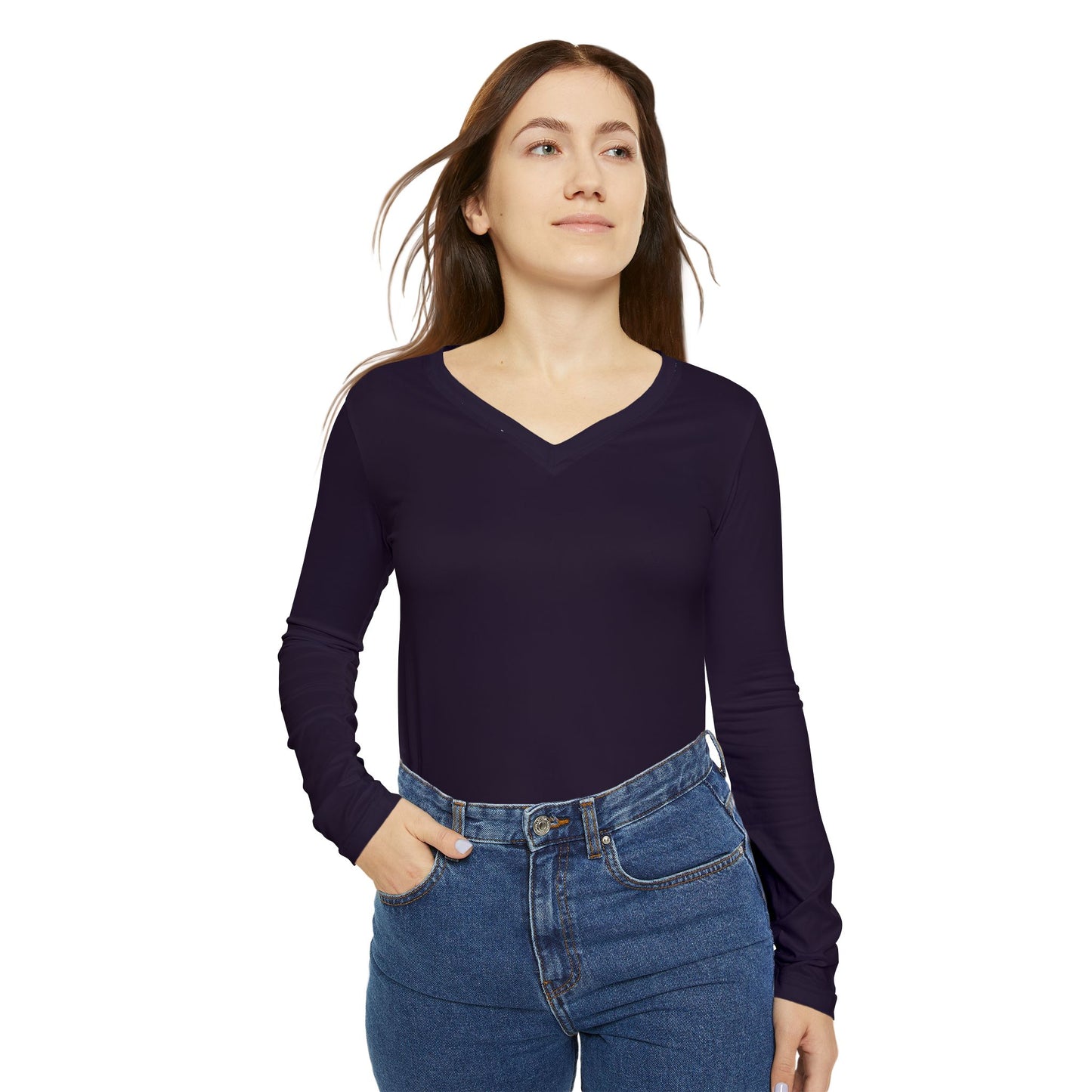 Dark Purple V-Neck Top
