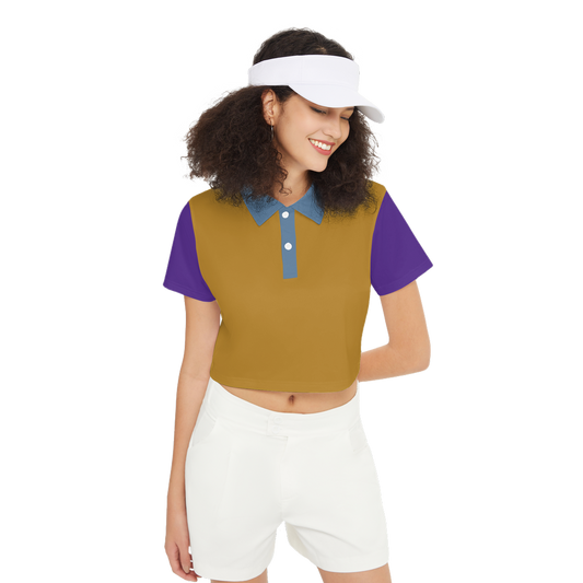 Mustard Yellow, Dusty Pastel Blue & Hot Purple Crop Polo Shirt (Heavyweight)