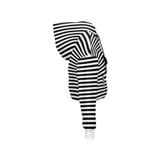 Striped Cropped Hoodie - White Cuffs (Super Heavy)