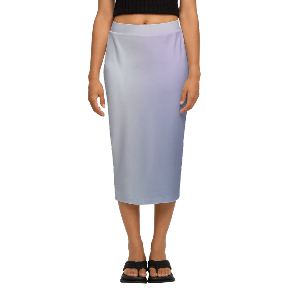 Misty Gradient Print Back Split Pencil Skirt