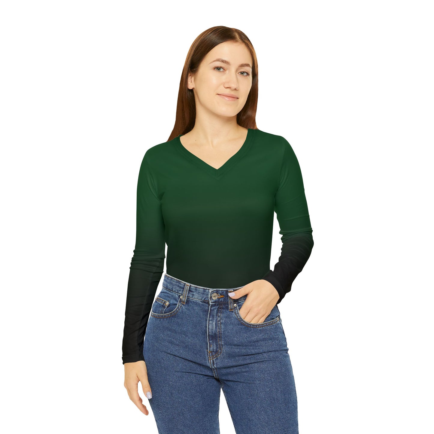 Poison Green Gradient V-neck Shirt