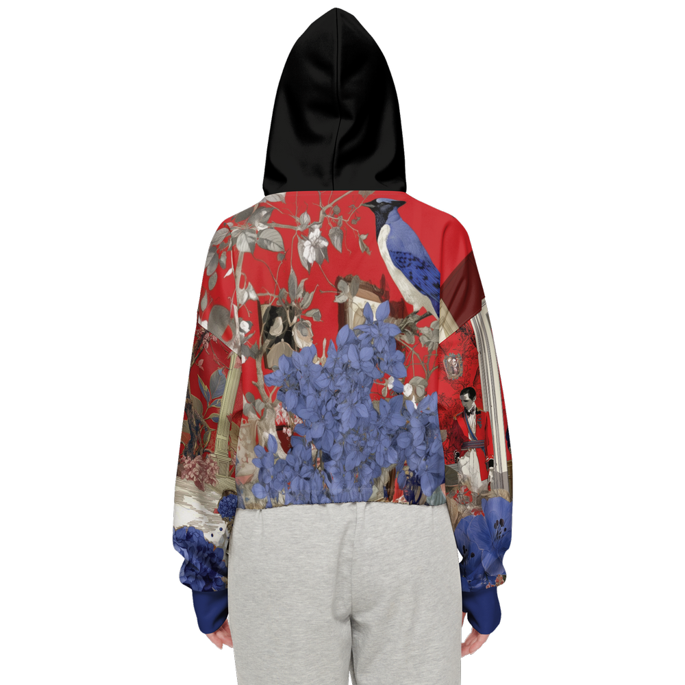 Collage Print Cropped Hoodie (Super Heavy)