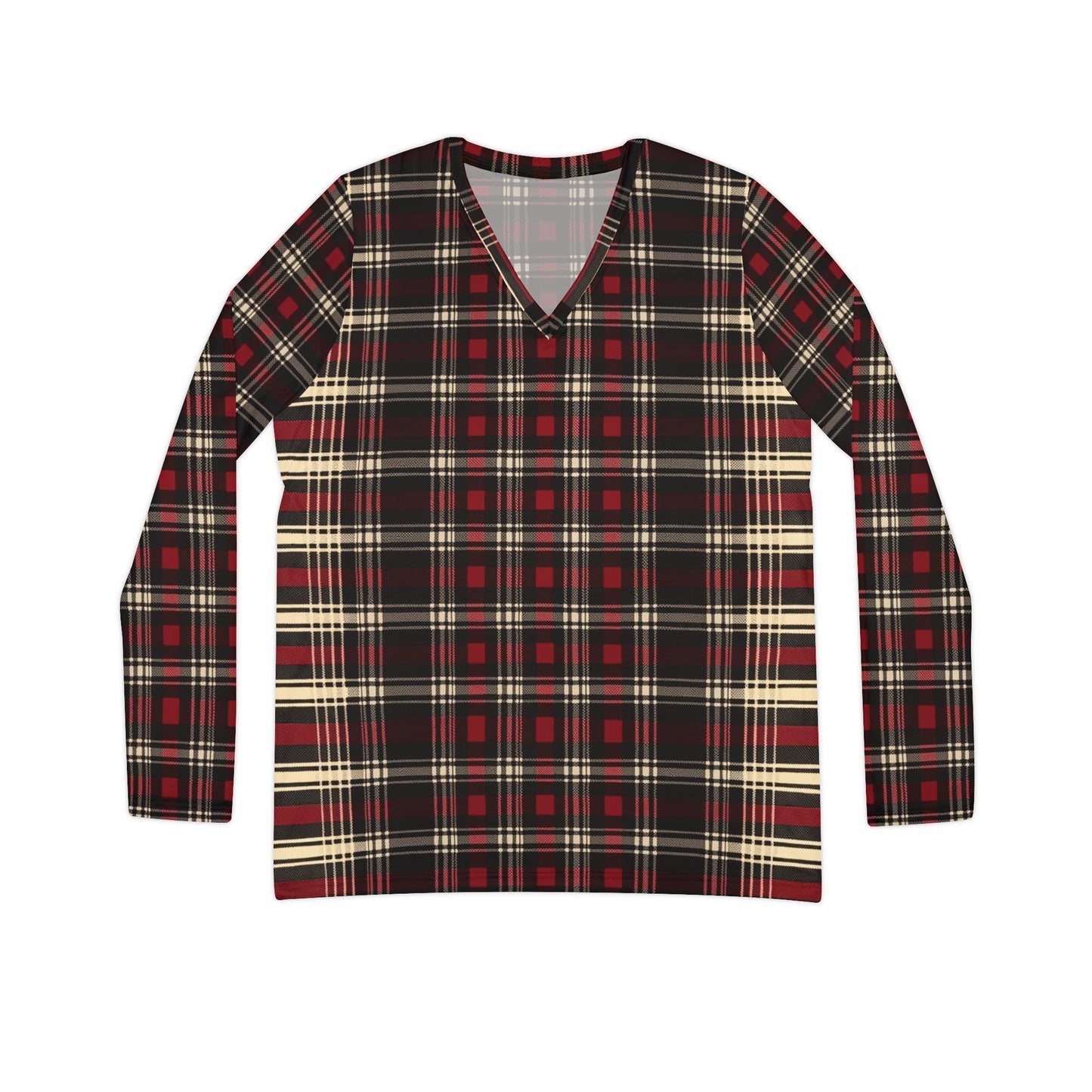 Plaid Print V-Neck Top