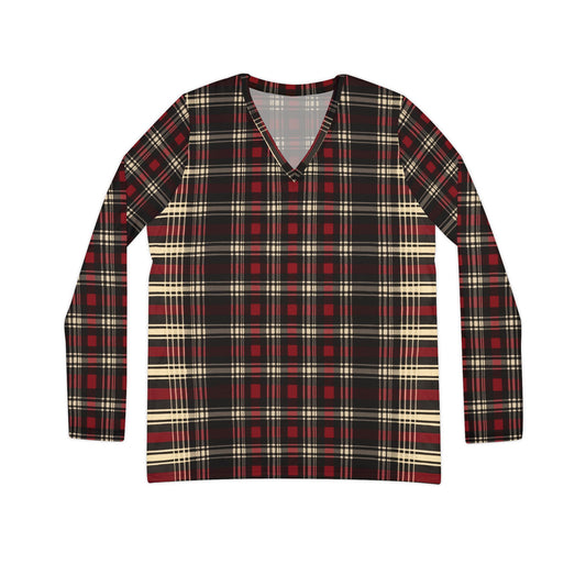 Plaid Print V-Neck Top