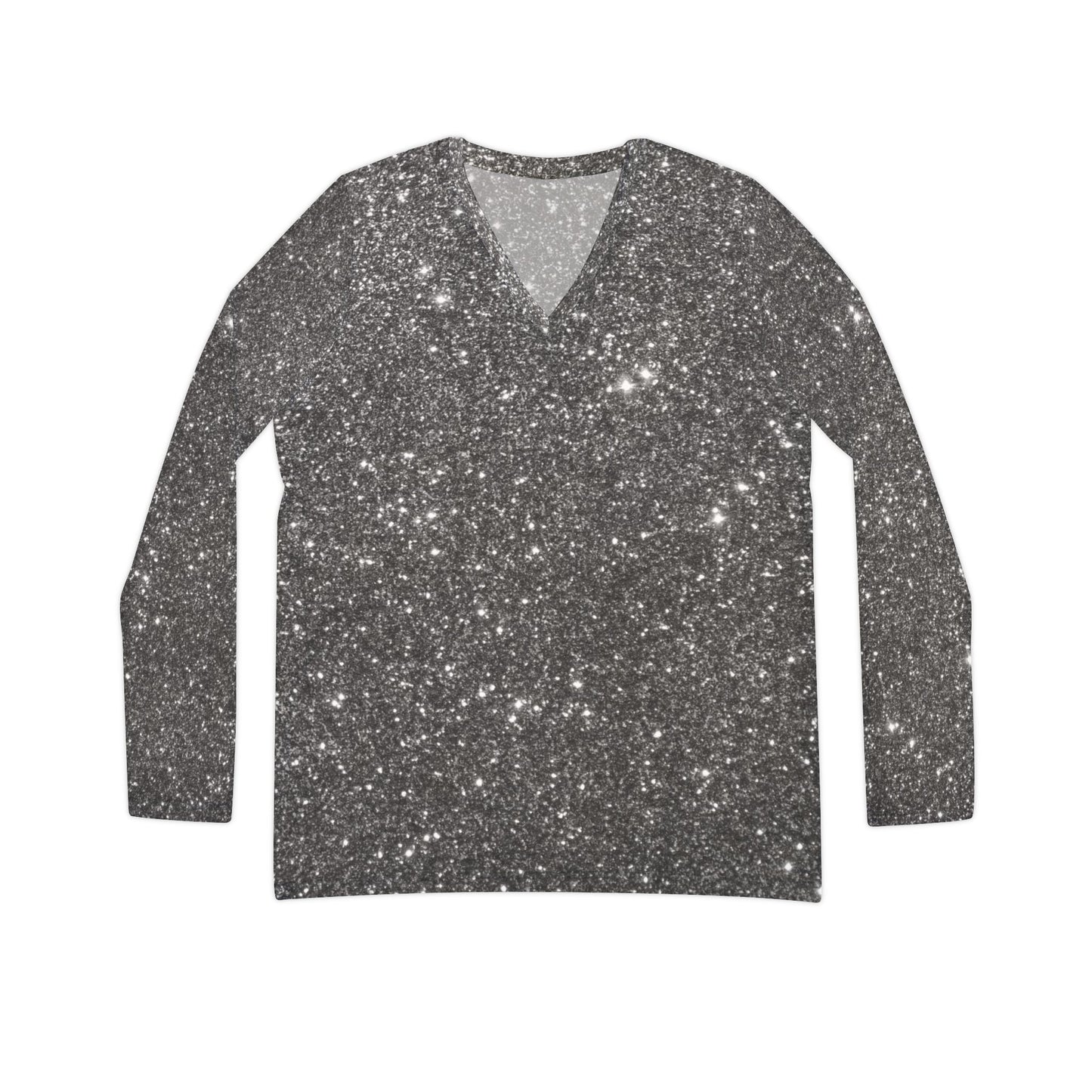 Shiny Long Sleeve V-neck Shirt