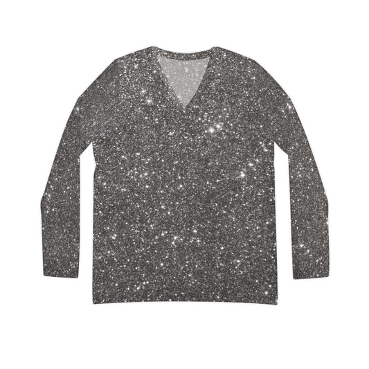 Shiny Long Sleeve V-neck Shirt