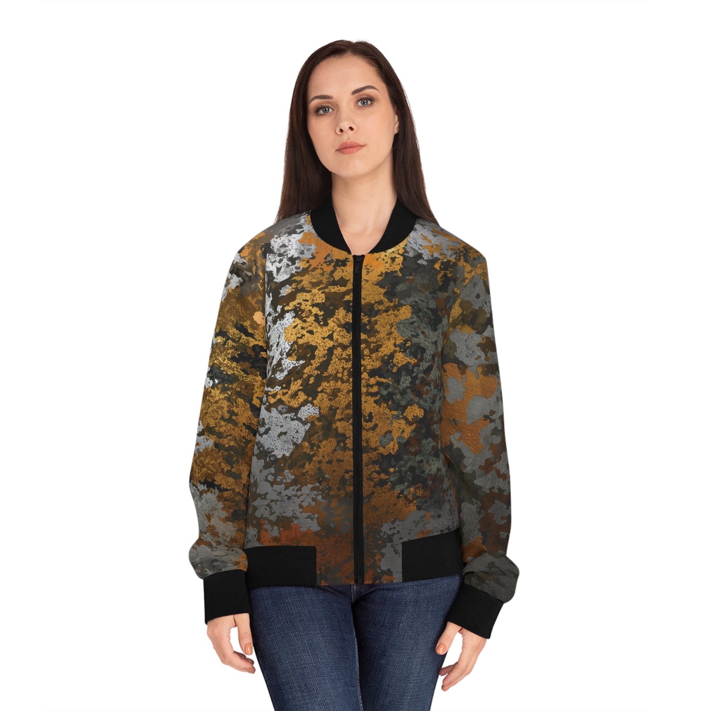 Gold Silver & Bronze Camouflage Bomber Jacket