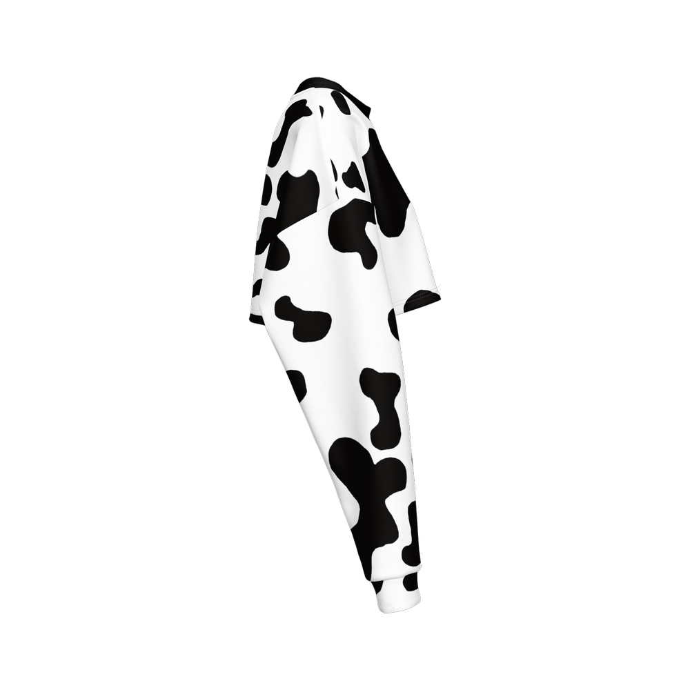 Cow Print Cropped Crewneck Sweatshirt