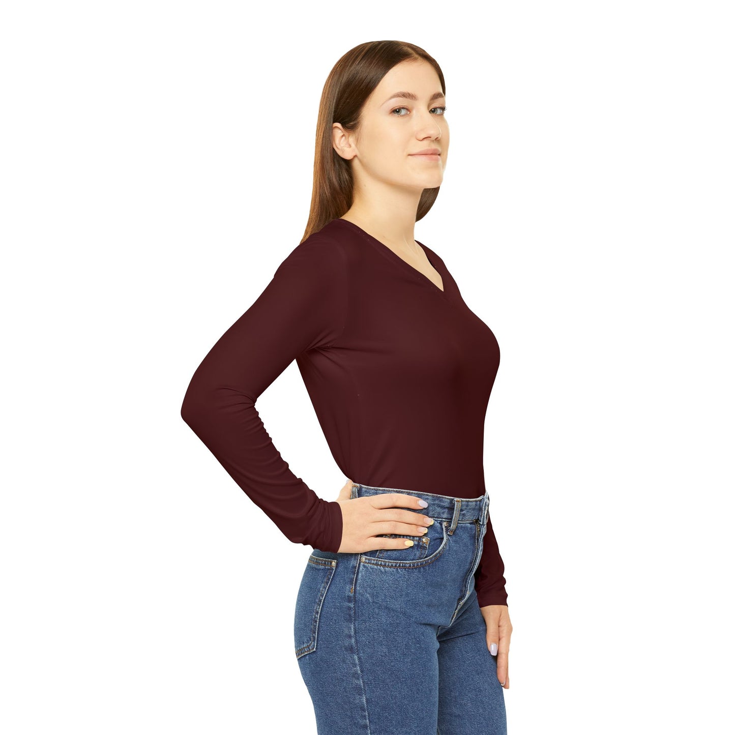 Dark Maroon V-Neck Top