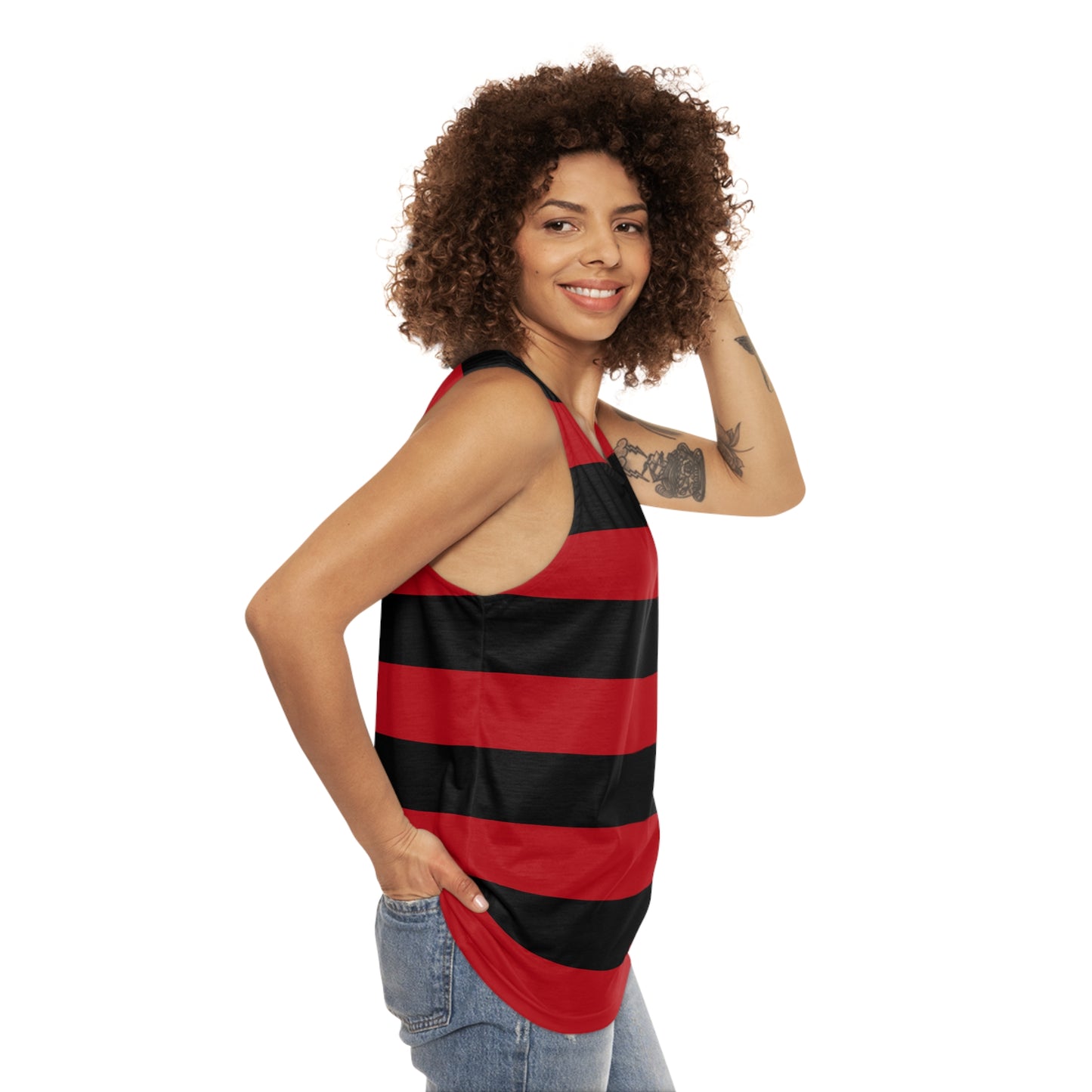 Red & Black Striped Tank Top
