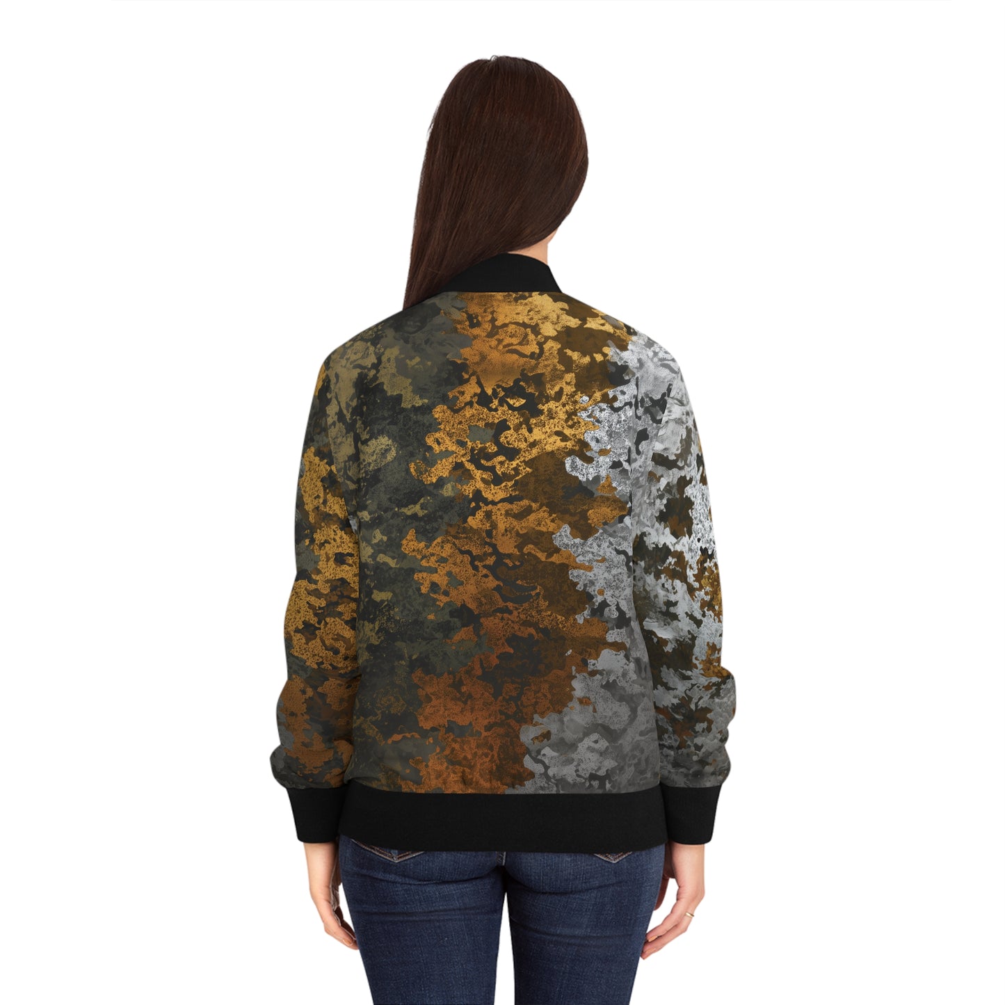 Gold Silver & Bronze Camouflage Bomber Jacket