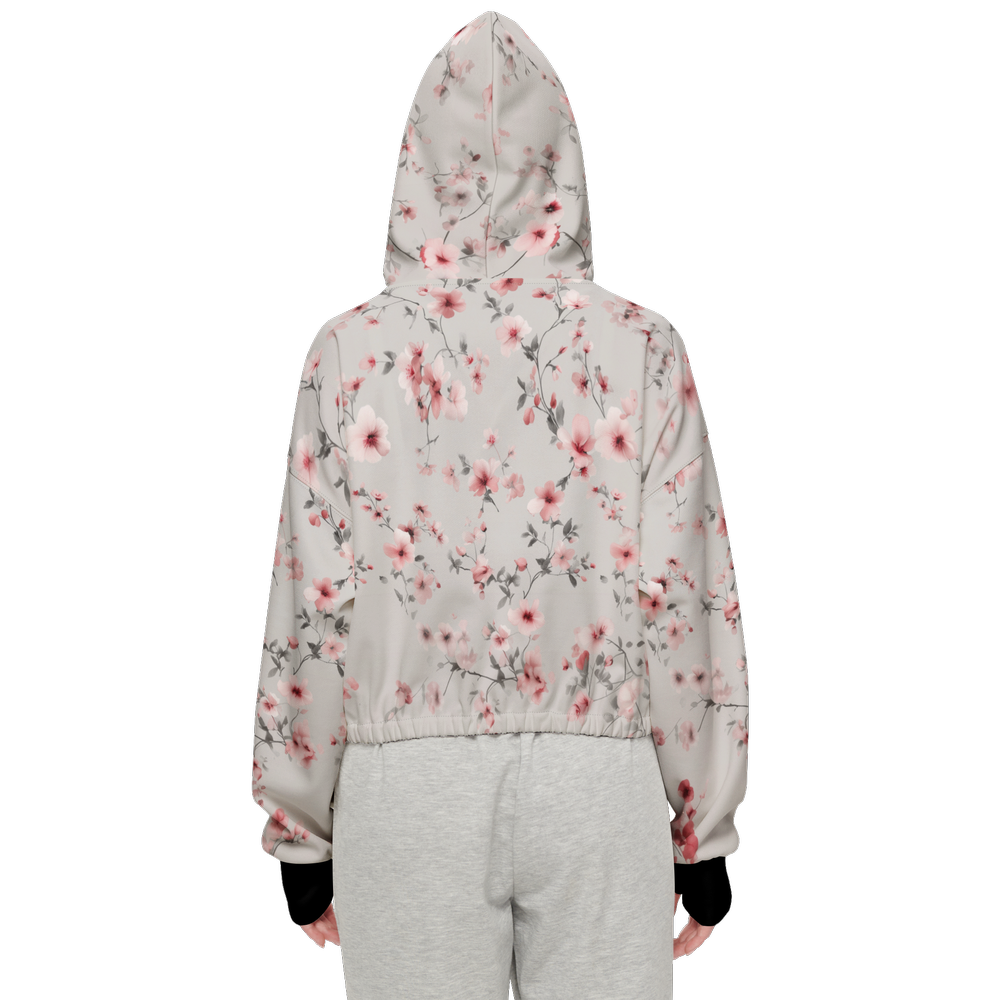 Floral Print Cropped Hoodie (Super Heavy)