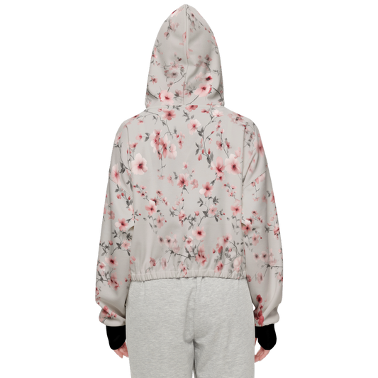Floral Print Cropped Hoodie (Super Heavy)