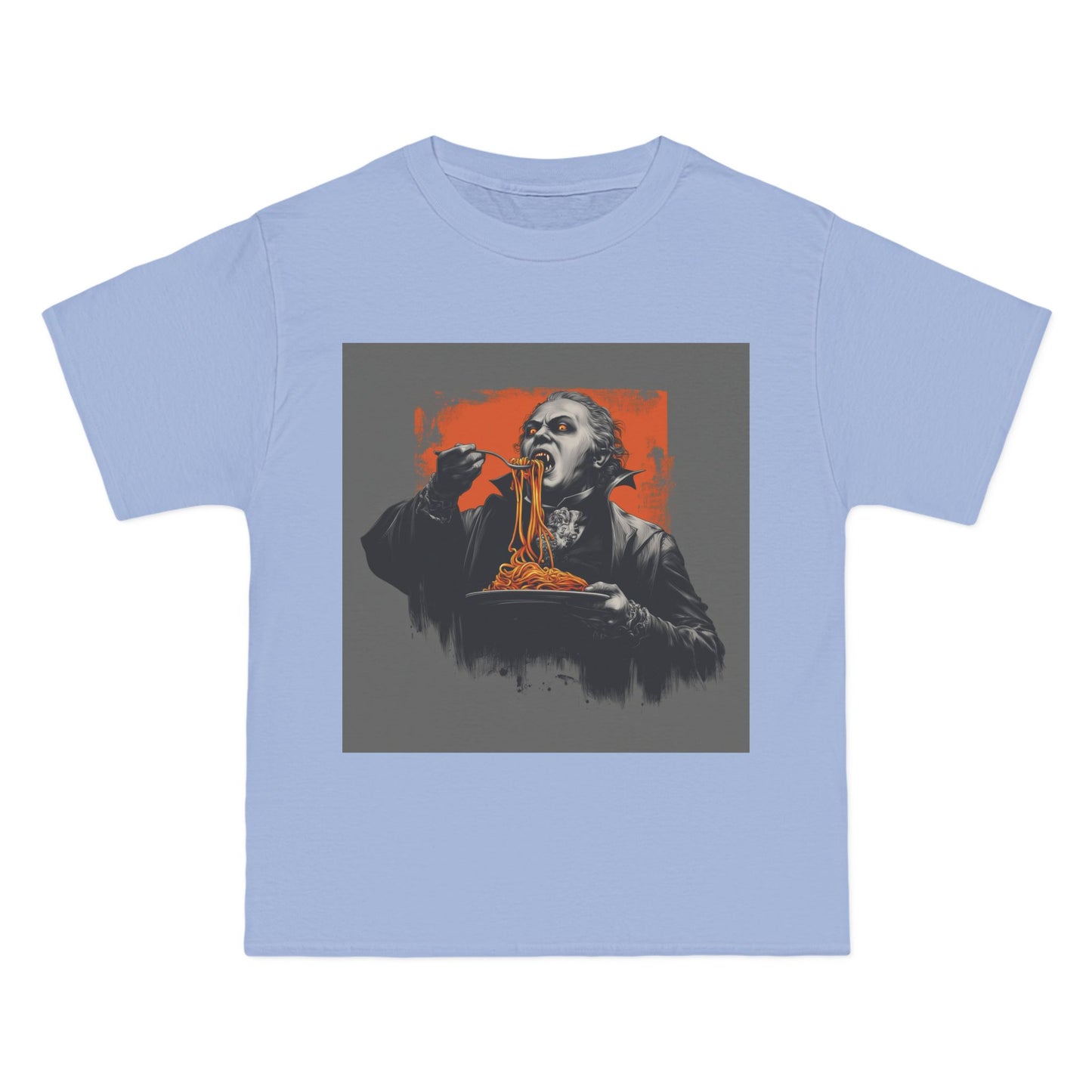 Vampire Eating Pasta Print T-Shirt