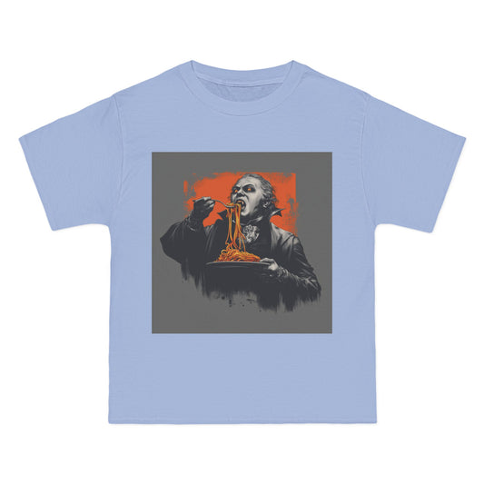 Vampire Eating Pasta Print T-Shirt
