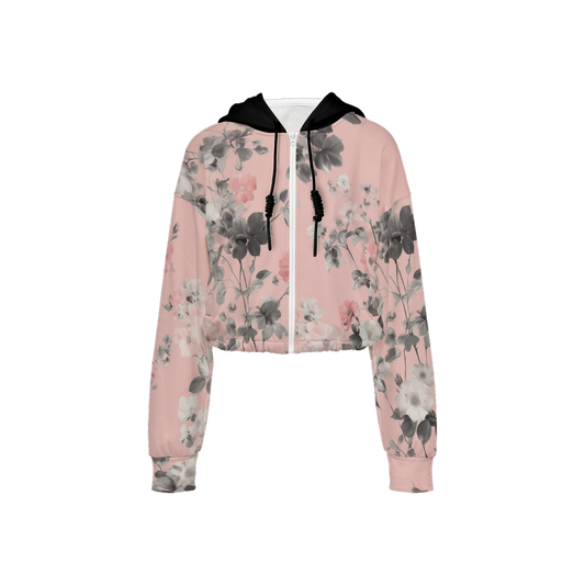 Floral Print CroppedHoodie (Super Heavy)