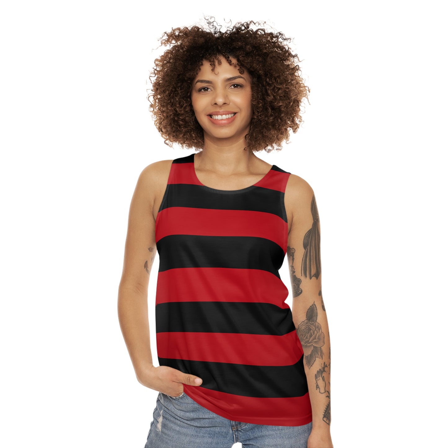 Red & Black Striped Tank Top