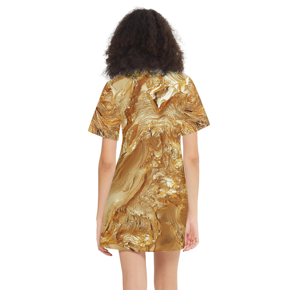 Gold Print T-Shirt Dress (Heavyweight)