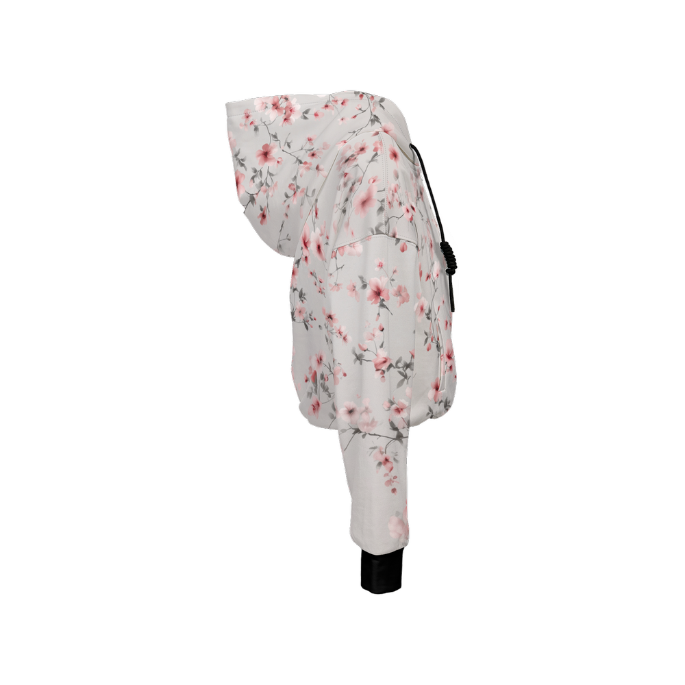 Floral Print Cropped Hoodie (Super Heavy)