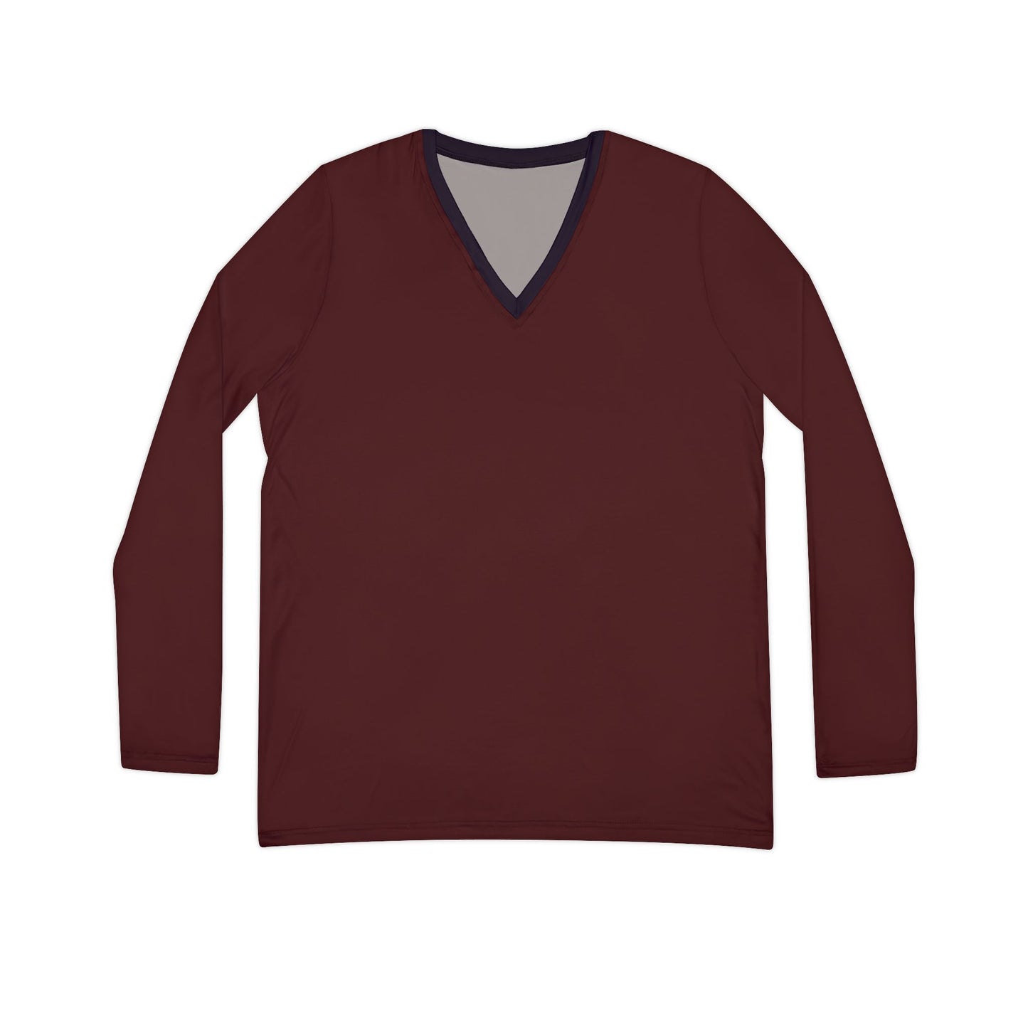 Dark Maroon V-Neck Top With Dark Purple Collar