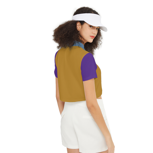 Mustard Yellow, Dusty Pastel Blue & Hot Purple Crop Polo Shirt (Heavyweight)