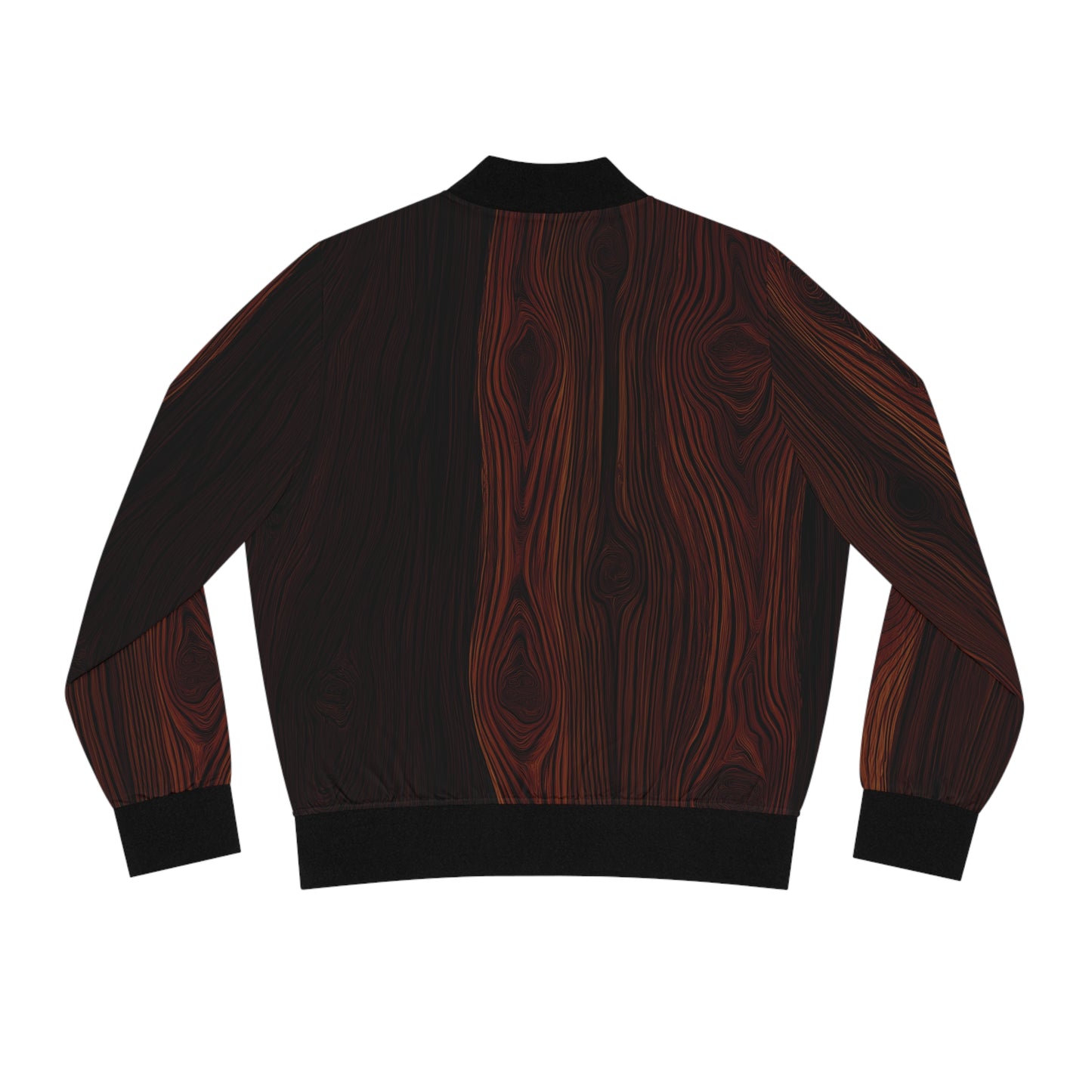 Wood Grain Print Bomber Jacket