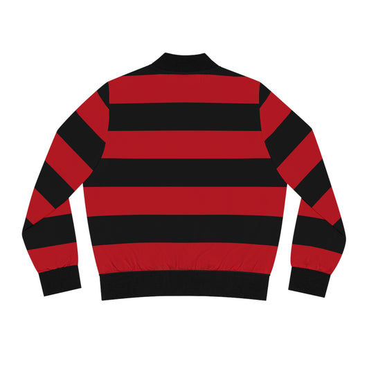 Red & Black Striped Bomber Jacket