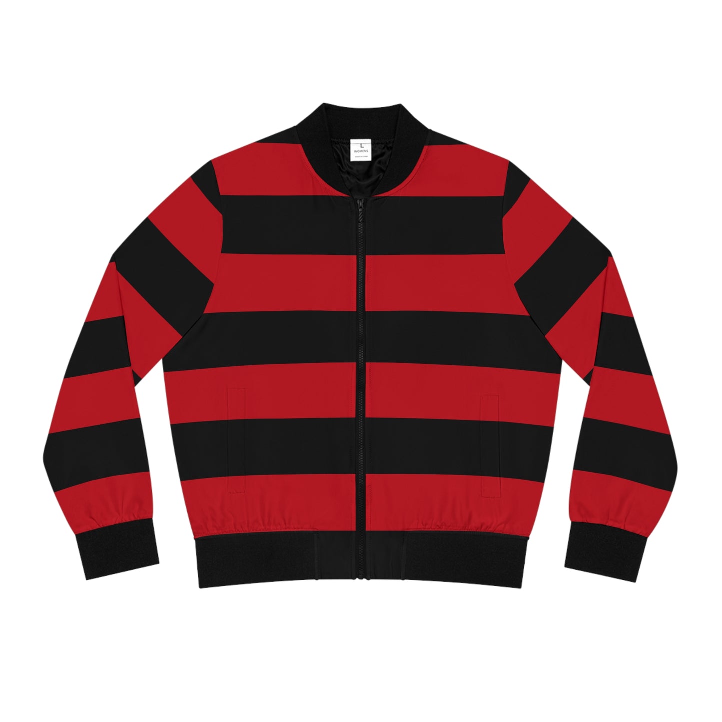 Red & Black Striped Bomber Jacket