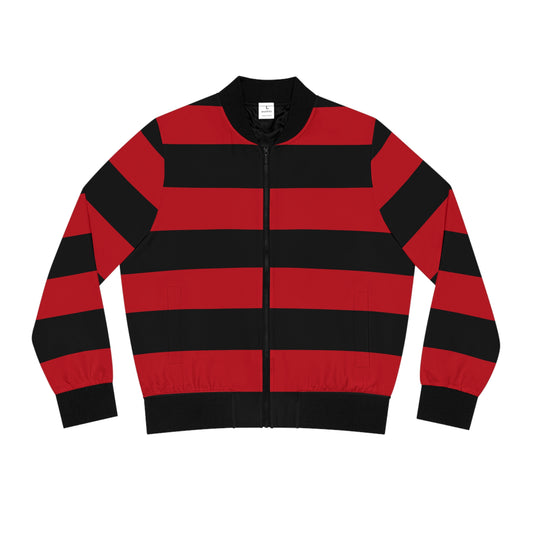 Red & Black Striped Bomber Jacket