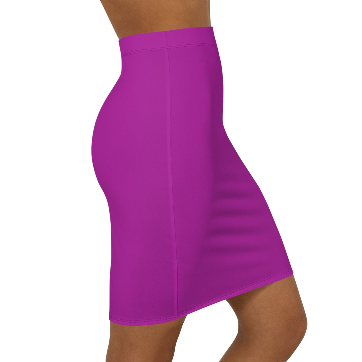 Hot Purple Mid-Waist Pencil Skirt