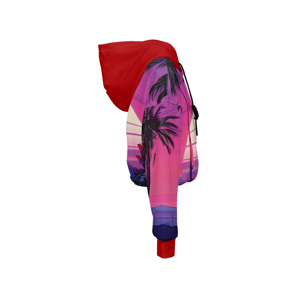 Retrowave Print Cropped Hoodie (Super Heavy)