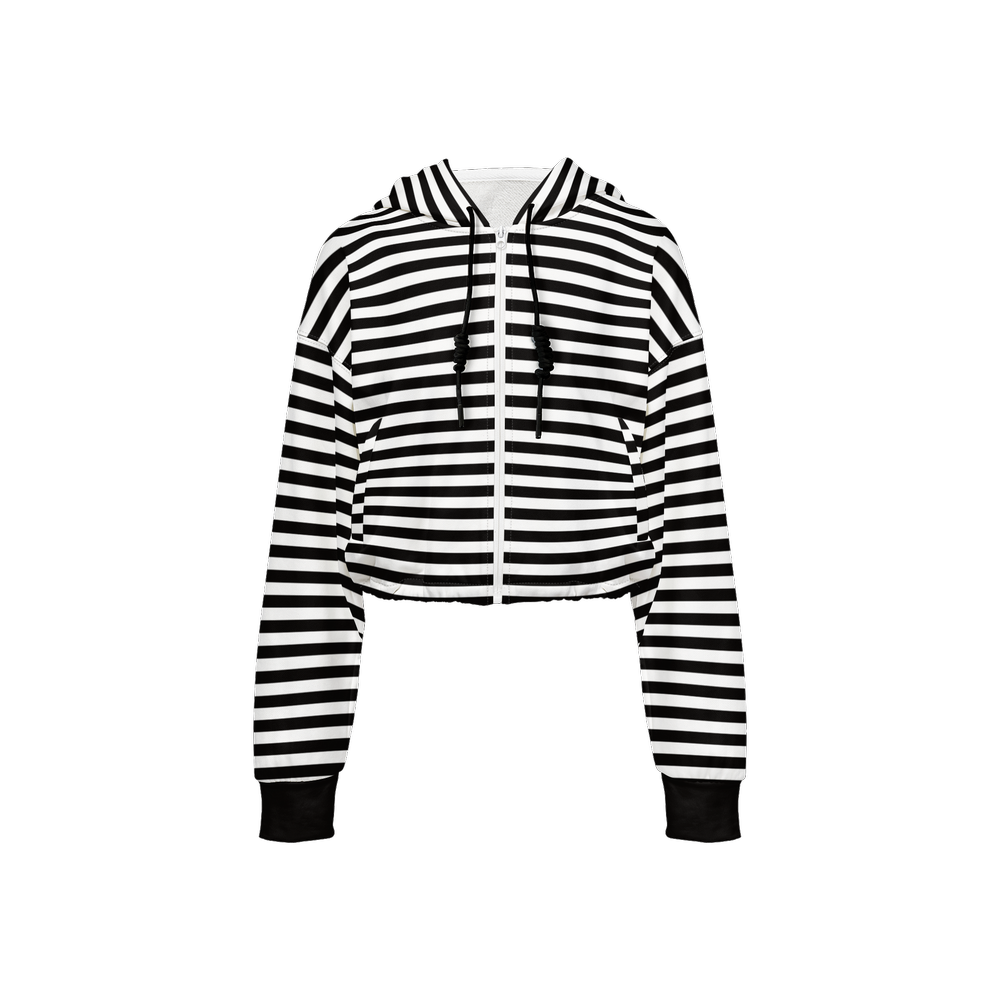 Striped Cropped Hoodie - Black Cuffs (Super Heavy)