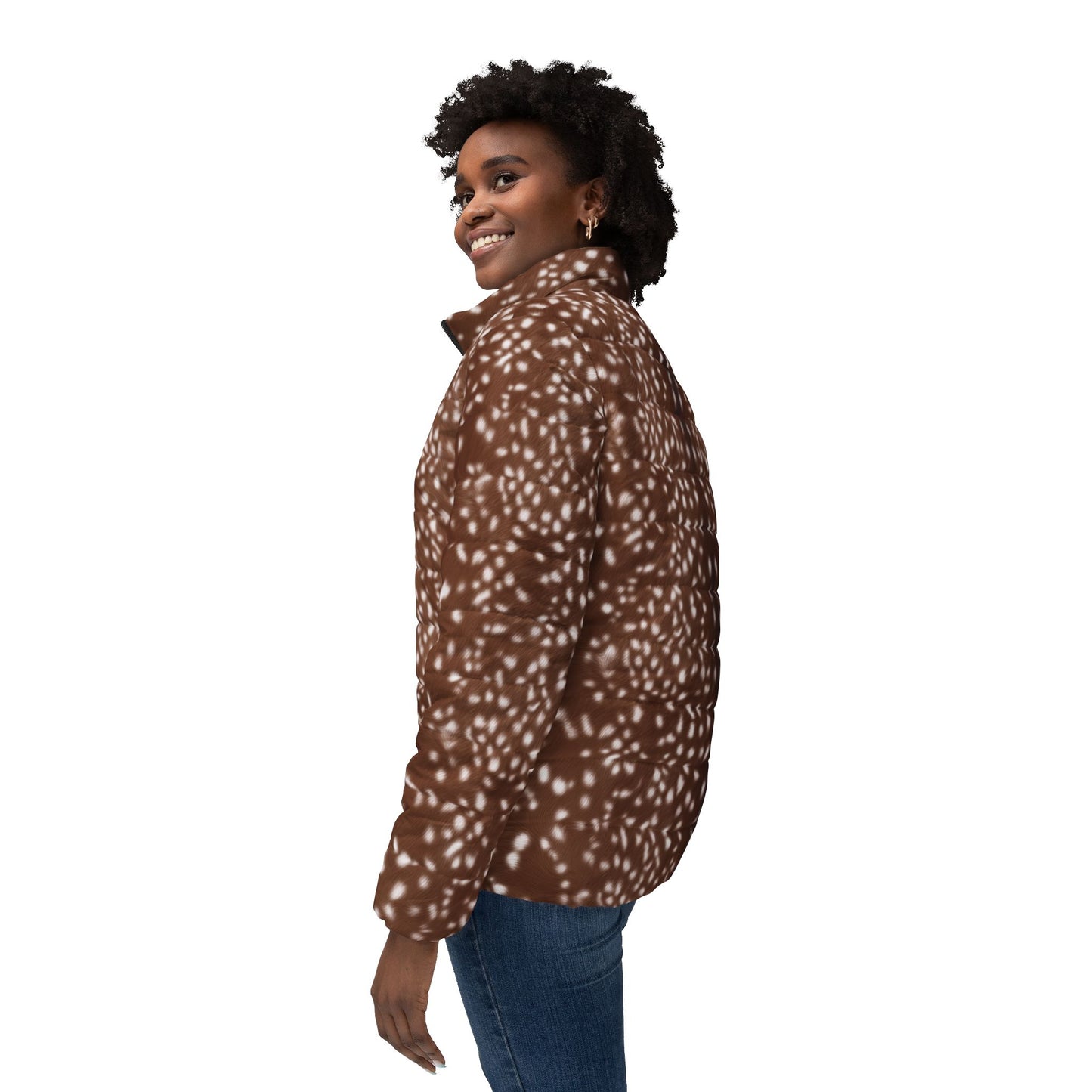 Deer Print Puffer Jacket