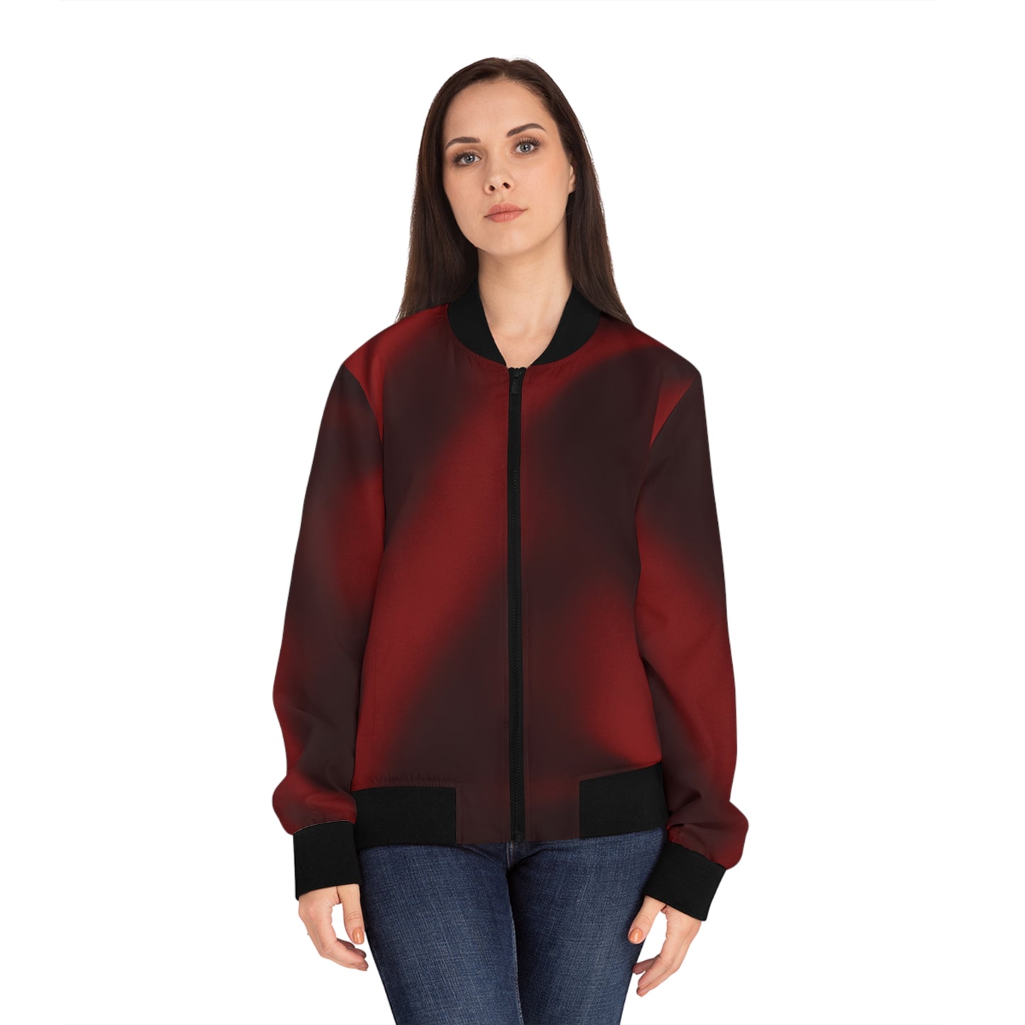 Blood Red Silk Print Bomber Jacket