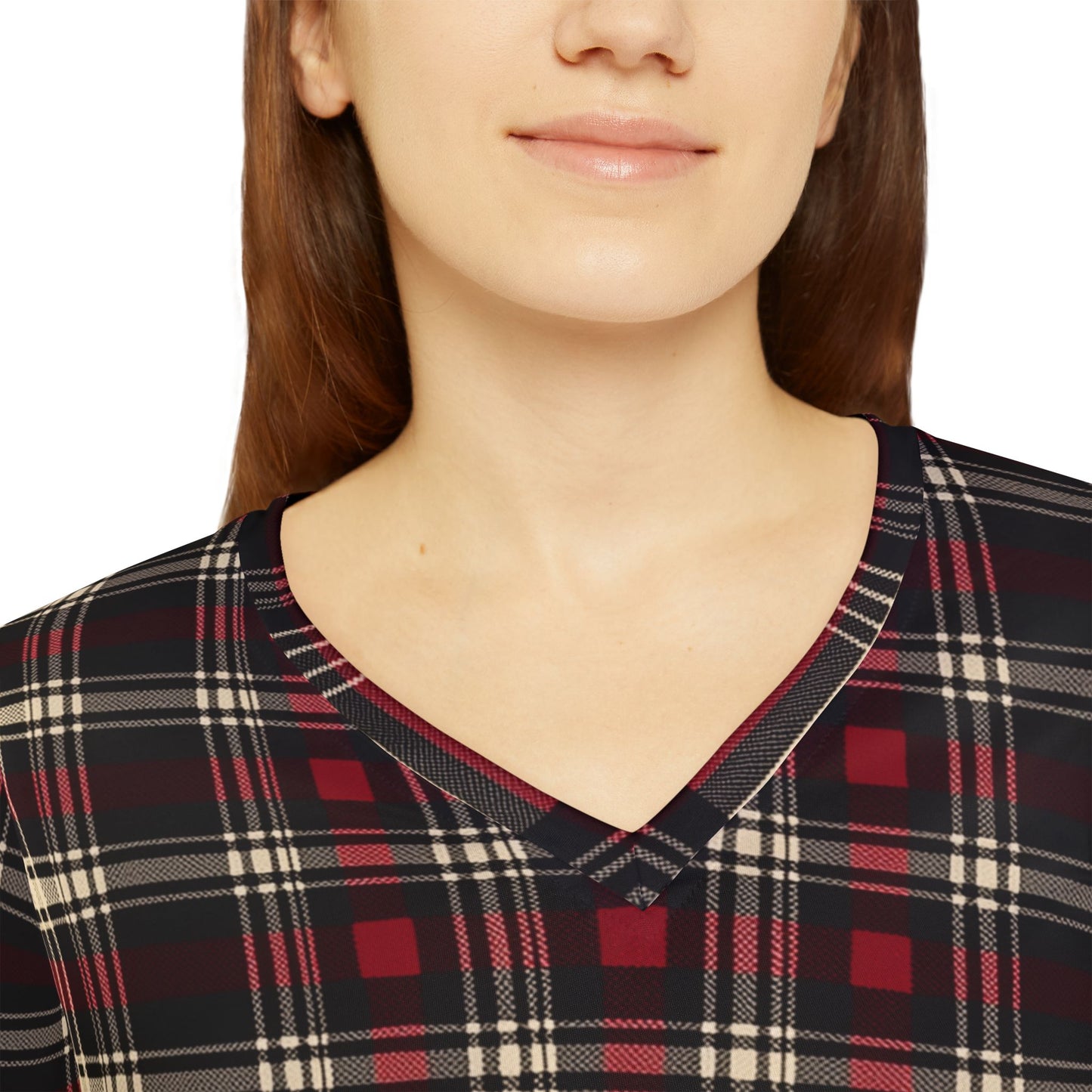 Plaid Print V-Neck Top