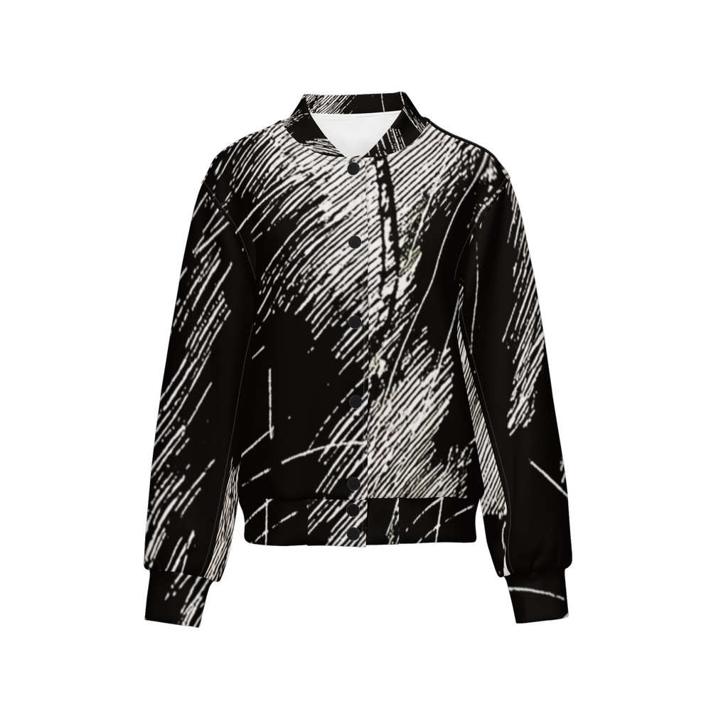 Pen Shading Print Bomber Jacket