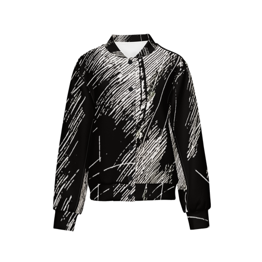 Pen Shading Print Bomber Jacket