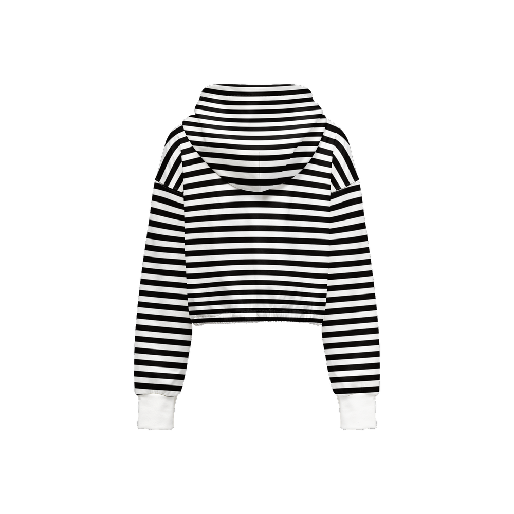 Striped Cropped Hoodie - White Cuffs (Super Heavy)