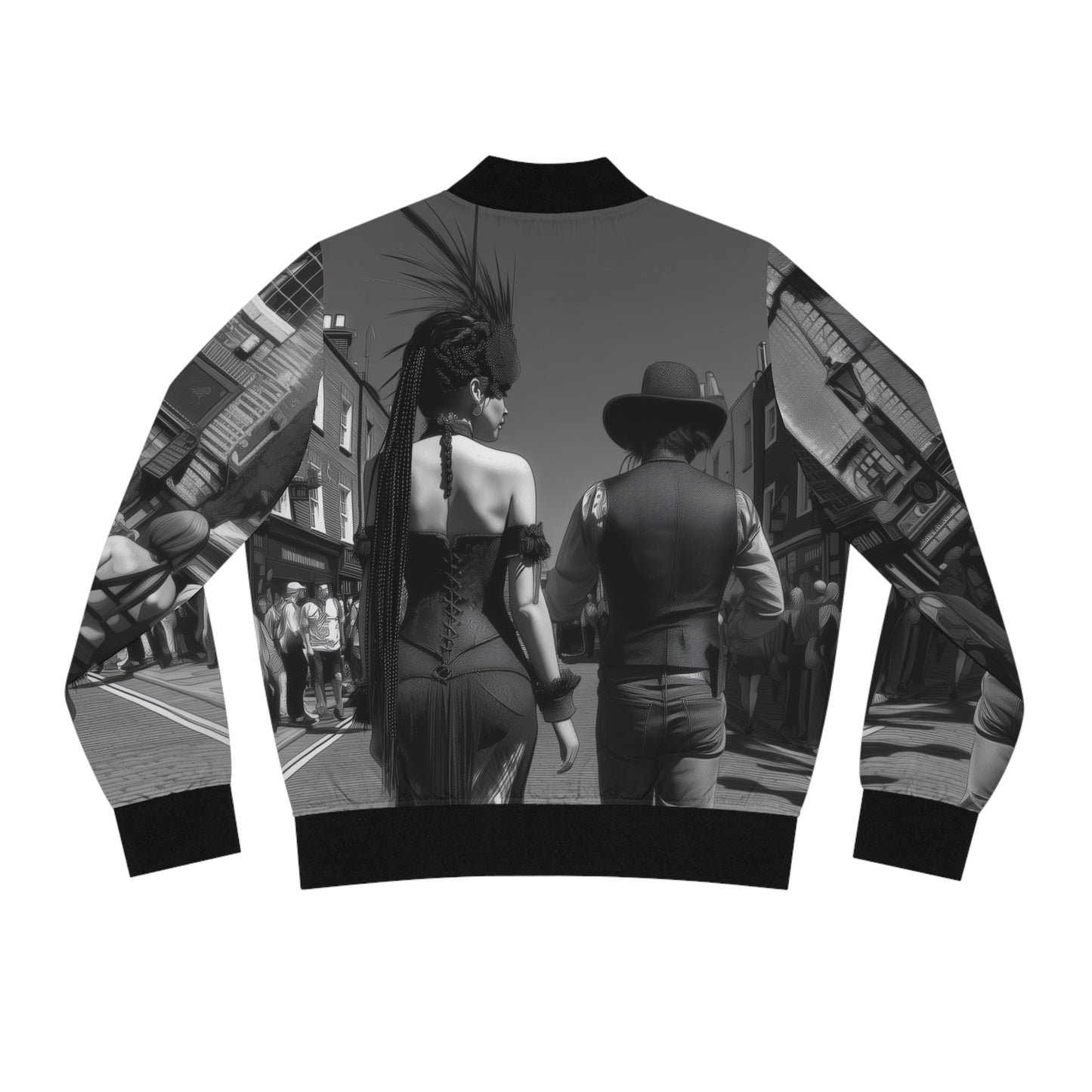 Quirky London Couple Print Bomber Jacket