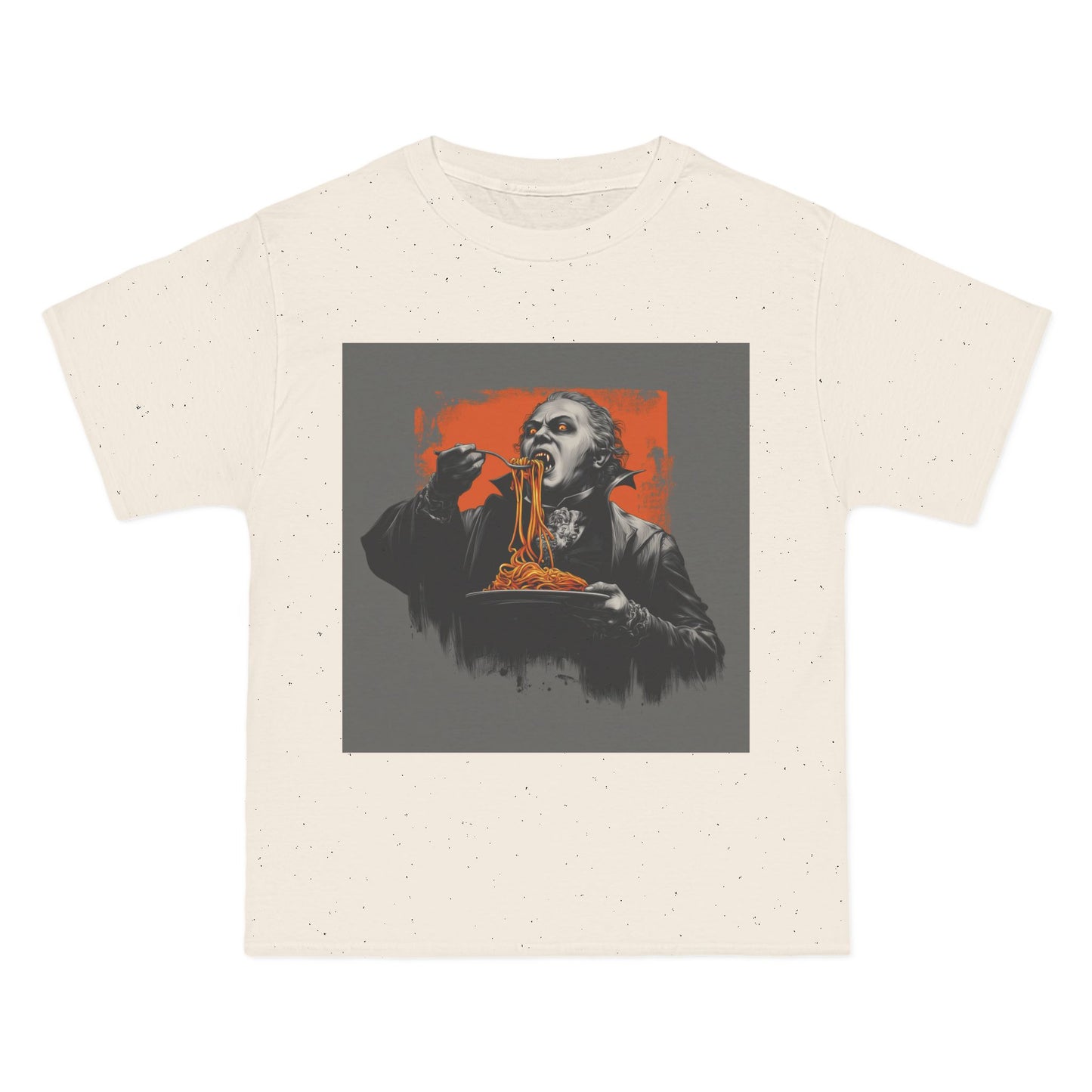 Vampire Eating Pasta Print T-Shirt