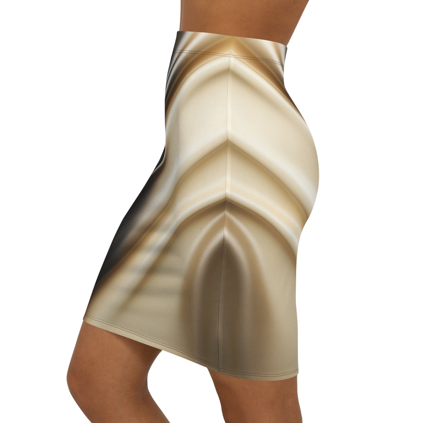 smaller Leather Print Mid-Waist Pencil Skirt  Satin Finish